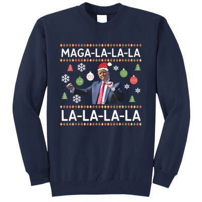 Funny Donald Trump Ugly Christmas Sweater. Maga La La La Tall Sweatshirt