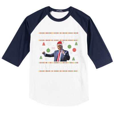 Funny Donald Trump Ugly Christmas Sweater. Maga La La La Baseball Sleeve Shirt