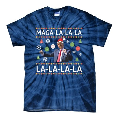 Funny Donald Trump Ugly Christmas Sweater. Maga La La La Tie-Dye T-Shirt