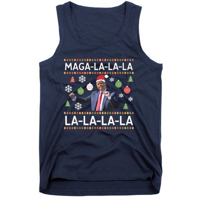 Funny Donald Trump Ugly Christmas Sweater. Maga La La La Tank Top