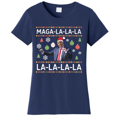 Funny Donald Trump Ugly Christmas Sweater. Maga La La La Women's T-Shirt