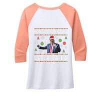 Funny Donald Trump Ugly Christmas Sweater. Maga La La La Women's Tri-Blend 3/4-Sleeve Raglan Shirt