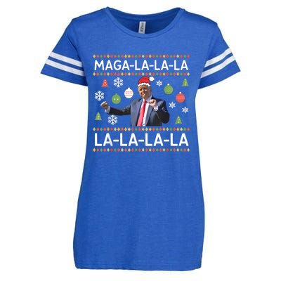 Funny Donald Trump Ugly Christmas Sweater. Maga La La La Enza Ladies Jersey Football T-Shirt