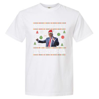 Funny Donald Trump Ugly Christmas Sweater. Maga La La La Garment-Dyed Heavyweight T-Shirt