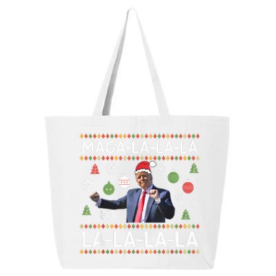 Funny Donald Trump Ugly Christmas Sweater. Maga La La La 25L Jumbo Tote