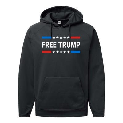 Free Donald Trump Republican Support Pro Trump American Flag Performance Fleece Hoodie