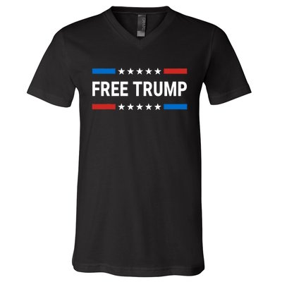 Free Donald Trump Republican Support Pro Trump American Flag V-Neck T-Shirt