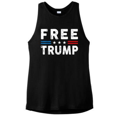 Free Donald Trump Republican Support Pro Trump American Flag Ladies PosiCharge Tri-Blend Wicking Tank