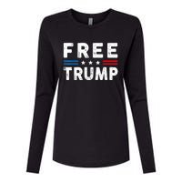 Free Donald Trump Republican Support Pro Trump American Flag Womens Cotton Relaxed Long Sleeve T-Shirt