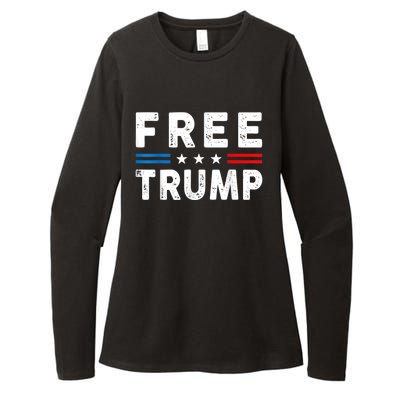 Free Donald Trump Republican Support Pro Trump American Flag Womens CVC Long Sleeve Shirt