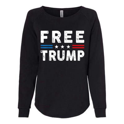 Free Donald Trump Republican Support Pro Trump American Flag Womens California Wash Sweatshirt