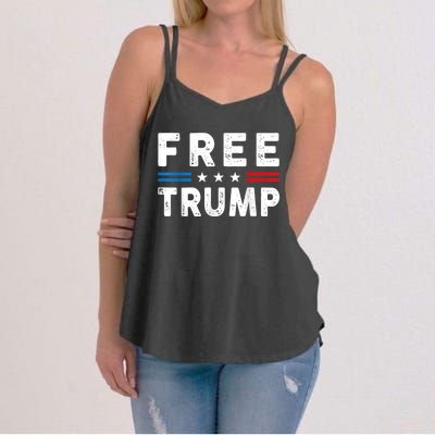 Free Donald Trump Republican Support Pro Trump American Flag Women's Strappy Tank