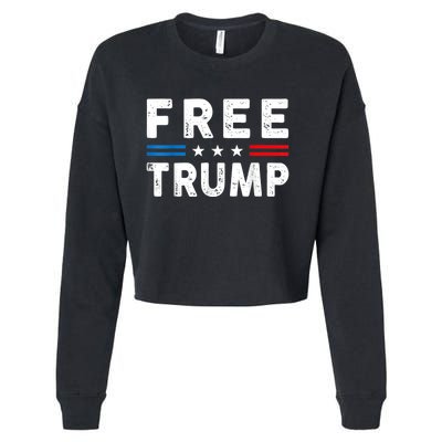 Free Donald Trump Republican Support Pro Trump American Flag Cropped Pullover Crew