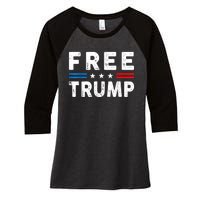 Free Donald Trump Republican Support Pro Trump American Flag Women's Tri-Blend 3/4-Sleeve Raglan Shirt