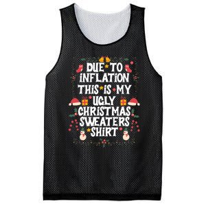 Funny Due To Inflation Ugly Christmas Sweaters Mesh Reversible Basketball Jersey Tank