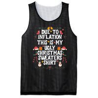 Funny Due To Inflation Ugly Christmas Sweaters Mesh Reversible Basketball Jersey Tank