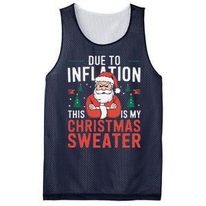 Funny Due To Inflation Ugly Christmas Sweaters Mesh Reversible Basketball Jersey Tank