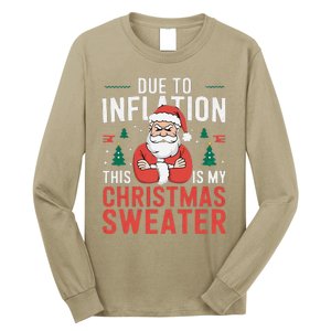 Funny Due To Inflation Ugly Christmas Sweaters Long Sleeve Shirt