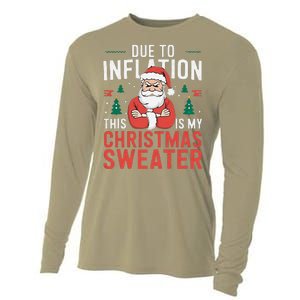 Funny Due To Inflation Ugly Christmas Sweaters Cooling Performance Long Sleeve Crew