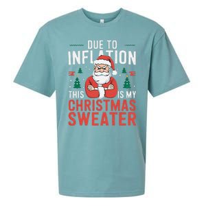 Funny Due To Inflation Ugly Christmas Sweaters Sueded Cloud Jersey T-Shirt