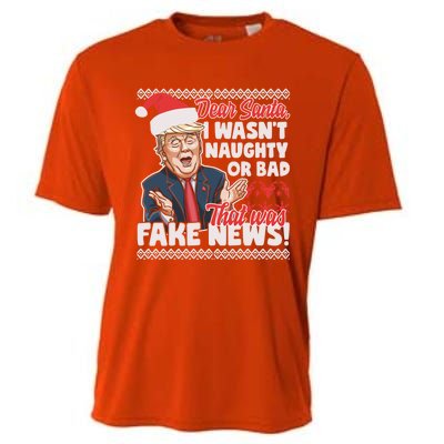 Funny Donald Trump Fake News Ugly Christmas Style Gift Cooling Performance Crew T-Shirt