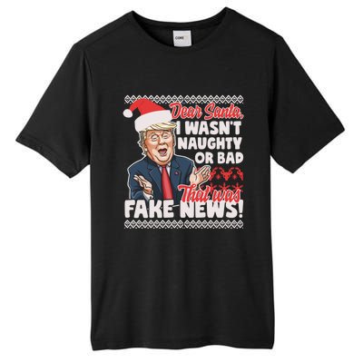 Funny Donald Trump Fake News Ugly Christmas Style Gift Tall Fusion ChromaSoft Performance T-Shirt