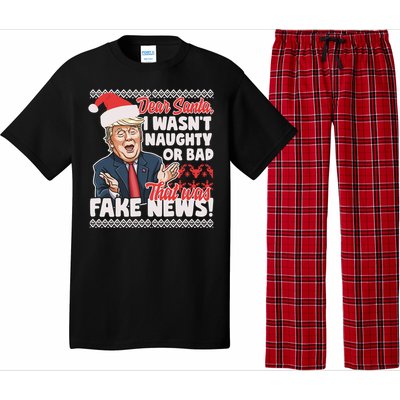 Funny Donald Trump Fake News Ugly Christmas Style Gift Pajama Set