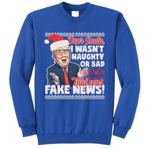 Funny Donald Trump Fake News Ugly Christmas Style Gift Sweatshirt