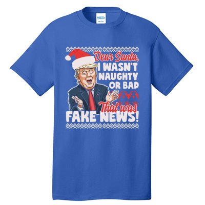 Funny Donald Trump Fake News Ugly Christmas Style Gift Tall T-Shirt