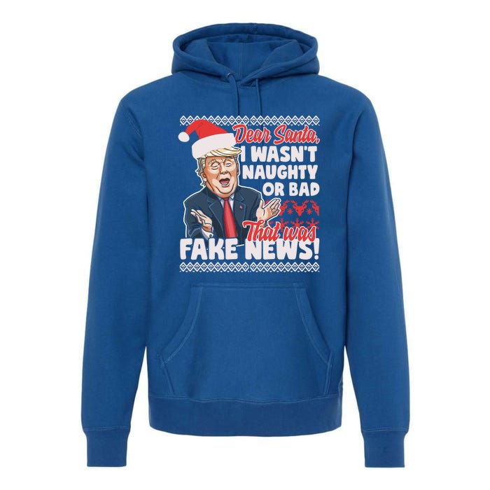 Funny Donald Trump Fake News Ugly Christmas Style Gift Premium Hoodie