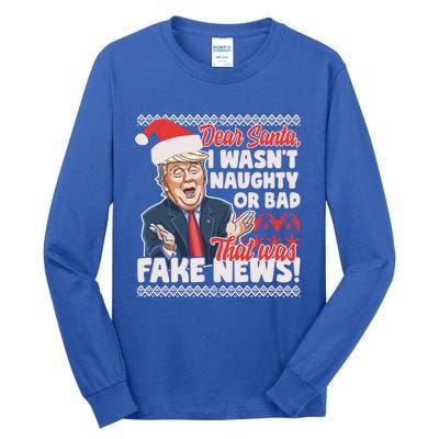 Funny Donald Trump Fake News Ugly Christmas Style Gift Tall Long Sleeve T-Shirt