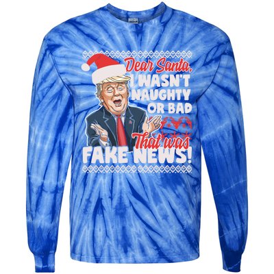 Funny Donald Trump Fake News Ugly Christmas Style Gift Tie-Dye Long Sleeve Shirt