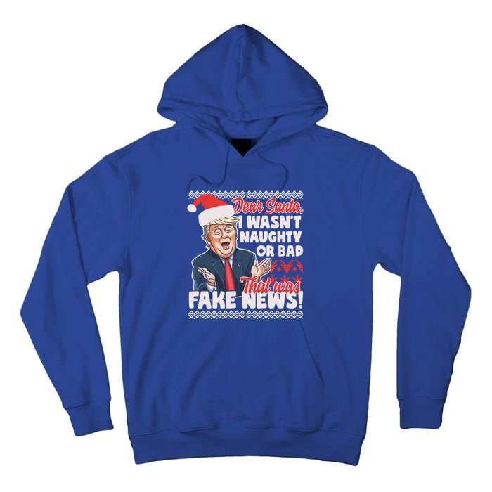 Funny Donald Trump Fake News Ugly Christmas Style Gift Tall Hoodie