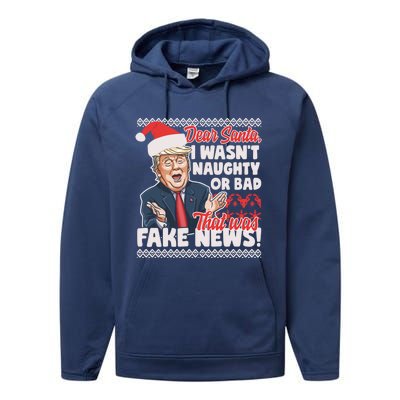 Funny Donald Trump Fake News Ugly Christmas Style Gift Performance Fleece Hoodie