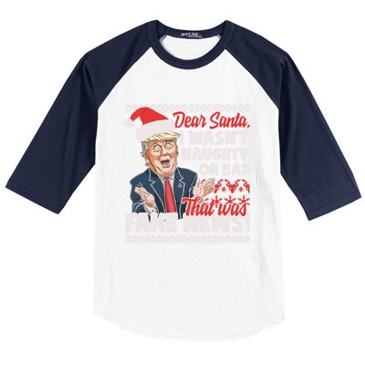 Funny Donald Trump Fake News Ugly Christmas Style Gift Baseball Sleeve Shirt