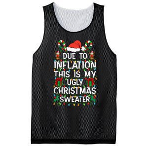 Funny Due To Inflation Ugly Christmas Sweaters Mesh Reversible Basketball Jersey Tank