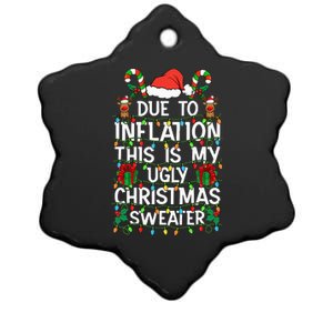 Funny Due To Inflation Ugly Christmas Sweaters Ceramic Star Ornament