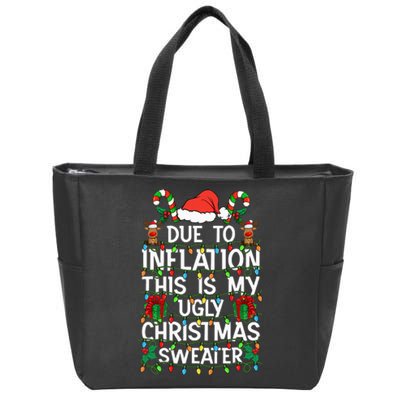 Funny Due To Inflation Ugly Christmas Sweaters Zip Tote Bag