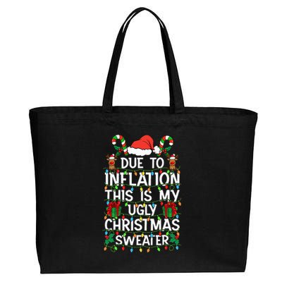 Funny Due To Inflation Ugly Christmas Sweaters Cotton Canvas Jumbo Tote