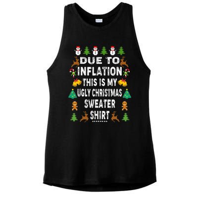 Funny Due To Inflation This Is My Ugly Sweater For Christmas Ladies PosiCharge Tri-Blend Wicking Tank