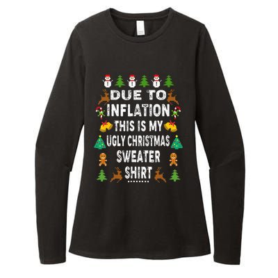 Funny Due To Inflation This Is My Ugly Sweater For Christmas Womens CVC Long Sleeve Shirt