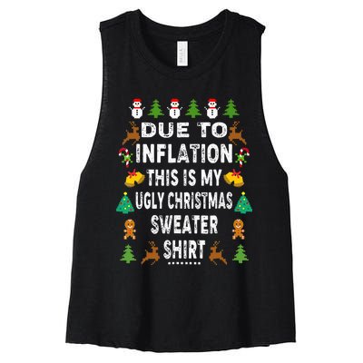 Funny Due To Inflation This Is My Ugly Sweater For Christmas Women's Racerback Cropped Tank