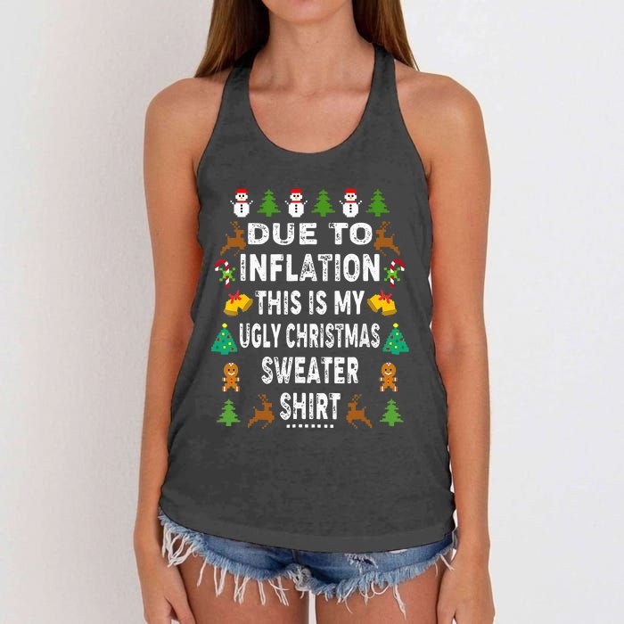 Funny Due To Inflation This Is My Ugly Sweater For Christmas Women's Knotted Racerback Tank