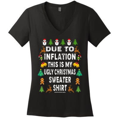 Funny Due To Inflation This Is My Ugly Sweater For Christmas Women's V-Neck T-Shirt