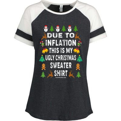 Funny Due To Inflation This Is My Ugly Sweater For Christmas Enza Ladies Jersey Colorblock Tee