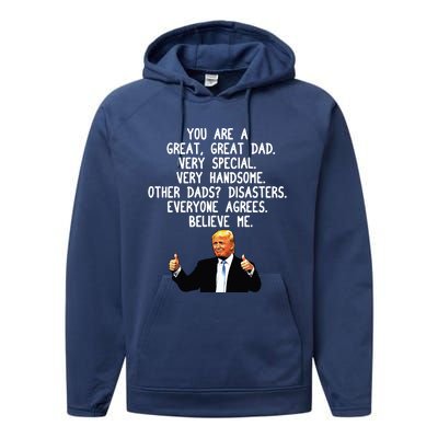 Funny Donald Trump Fathers Day Gag Gift Conservative Dad Performance Fleece Hoodie