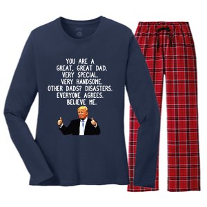 Funny Donald Trump Fathers Day Gag Gift Conservative Dad Women's Long Sleeve Flannel Pajama Set 