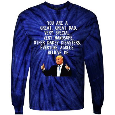 Funny Donald Trump Fathers Day Gag Gift Conservative Dad Tie-Dye Long Sleeve Shirt