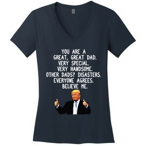 Funny Donald Trump Fathers Day Gag Gift Conservative Dad Women's V-Neck T-Shirt