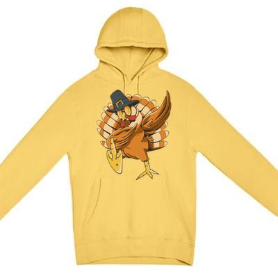 Funny Dabbing Turkey Adult Matching Thanksgiving Gift Premium Pullover Hoodie